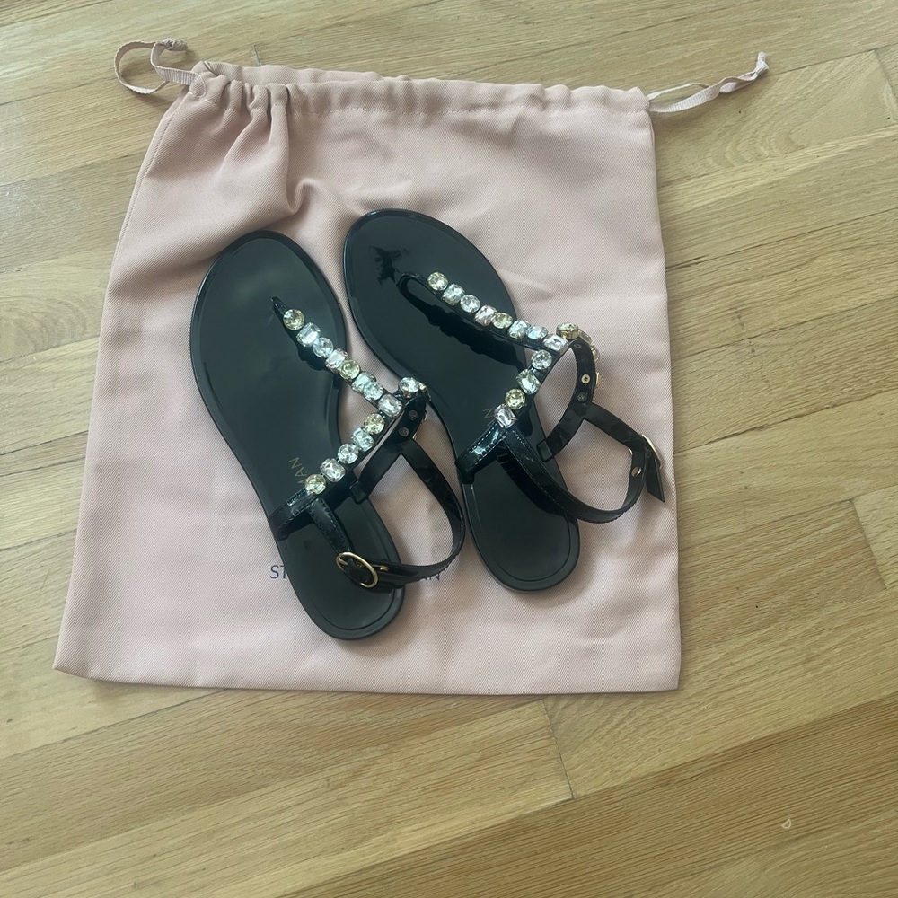 Stuart Weitzman jeweled black sandals size 8 EUC